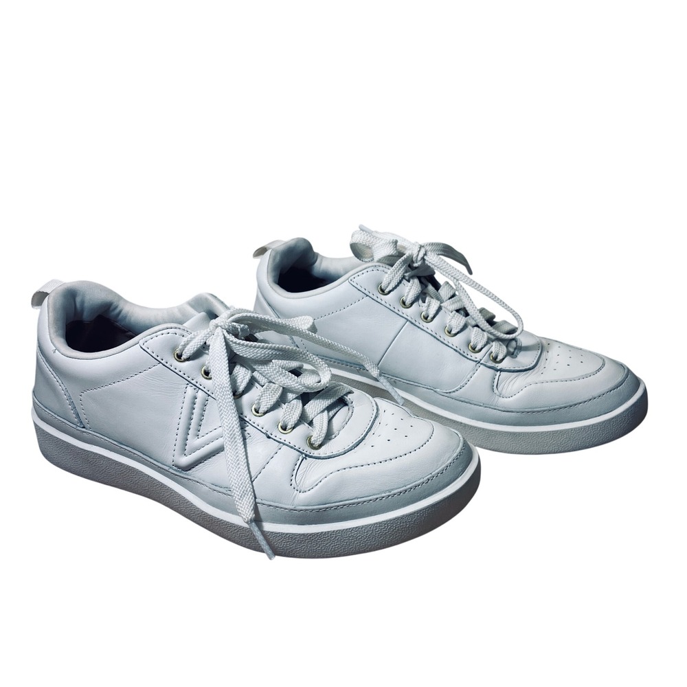 Vionic Elise White Leather Low Top Sneakers Women's 8 Wide Walking Shoes